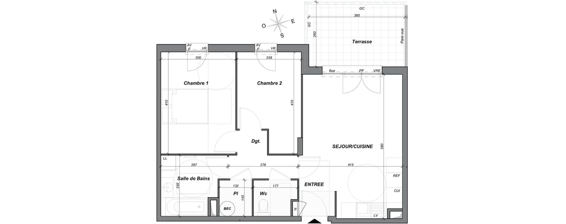 Appartement T3 de 58,65 m2 &agrave; Hy&egrave;res Centre
