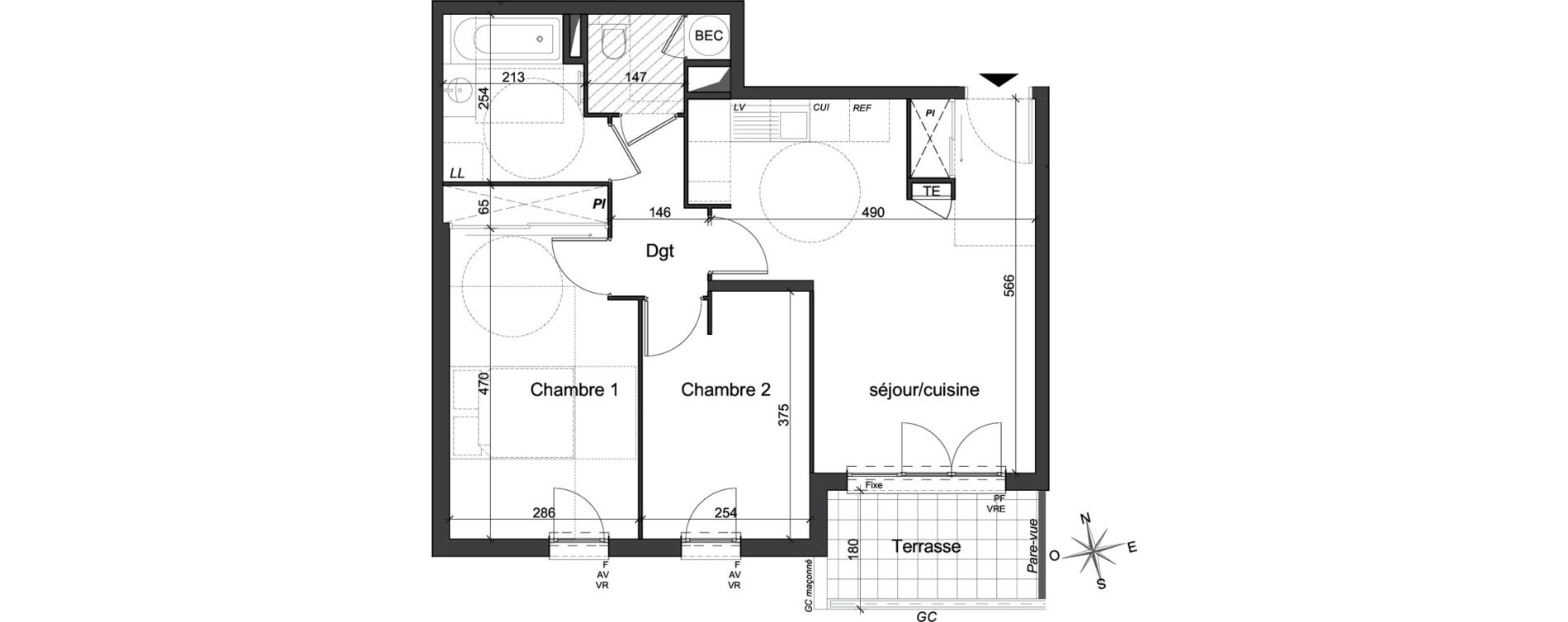 Appartement T3 de 58,95 m2 &agrave; Hy&egrave;res Centre