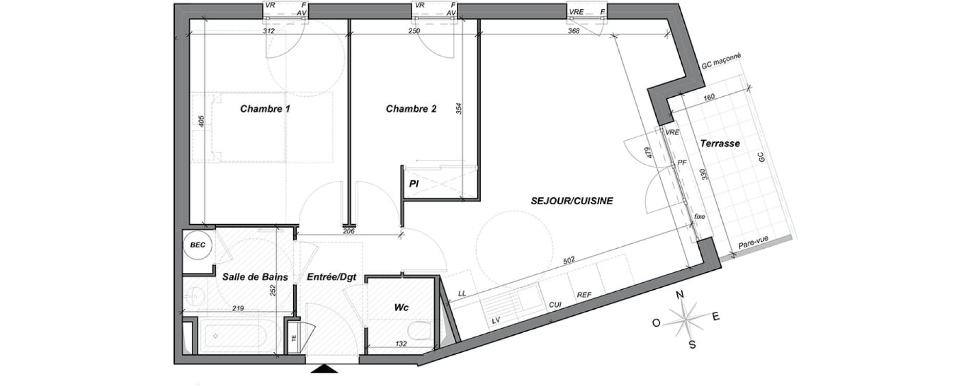 Appartement T3 de 55,80 m2 &agrave; Hy&egrave;res Centre