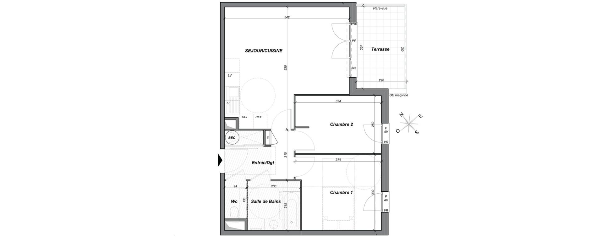 Appartement T3 de 58,85 m2 &agrave; Hy&egrave;res Centre