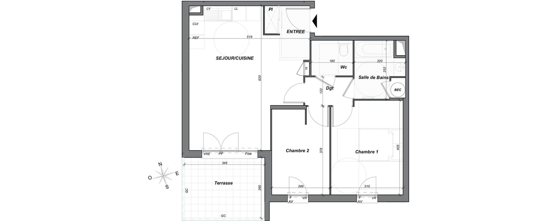 Appartement T3 de 60,20 m2 &agrave; Hy&egrave;res Centre
