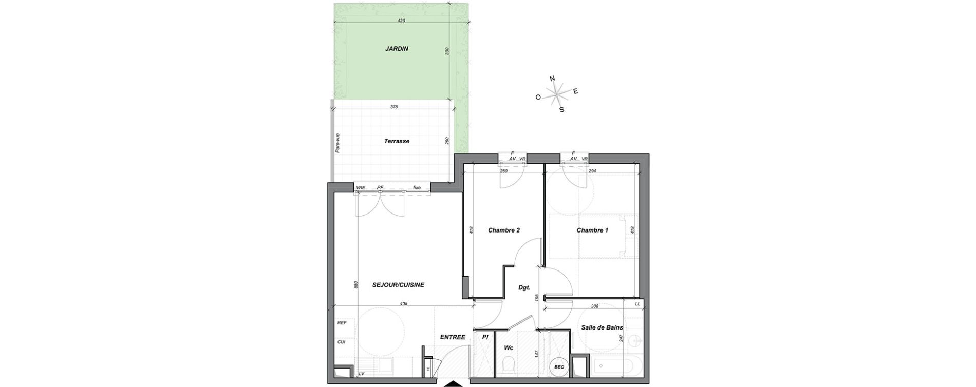 Appartement T3 de 58,65 m2 &agrave; Hy&egrave;res Centre