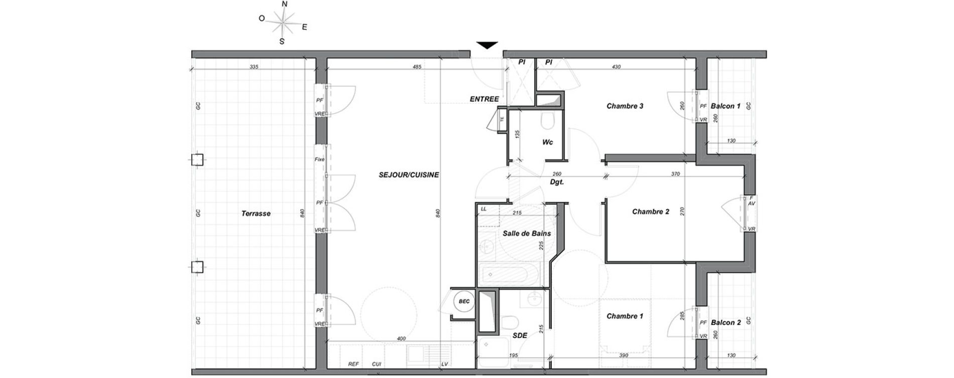 Appartement T4 de 83,40 m2 &agrave; Hy&egrave;res Centre