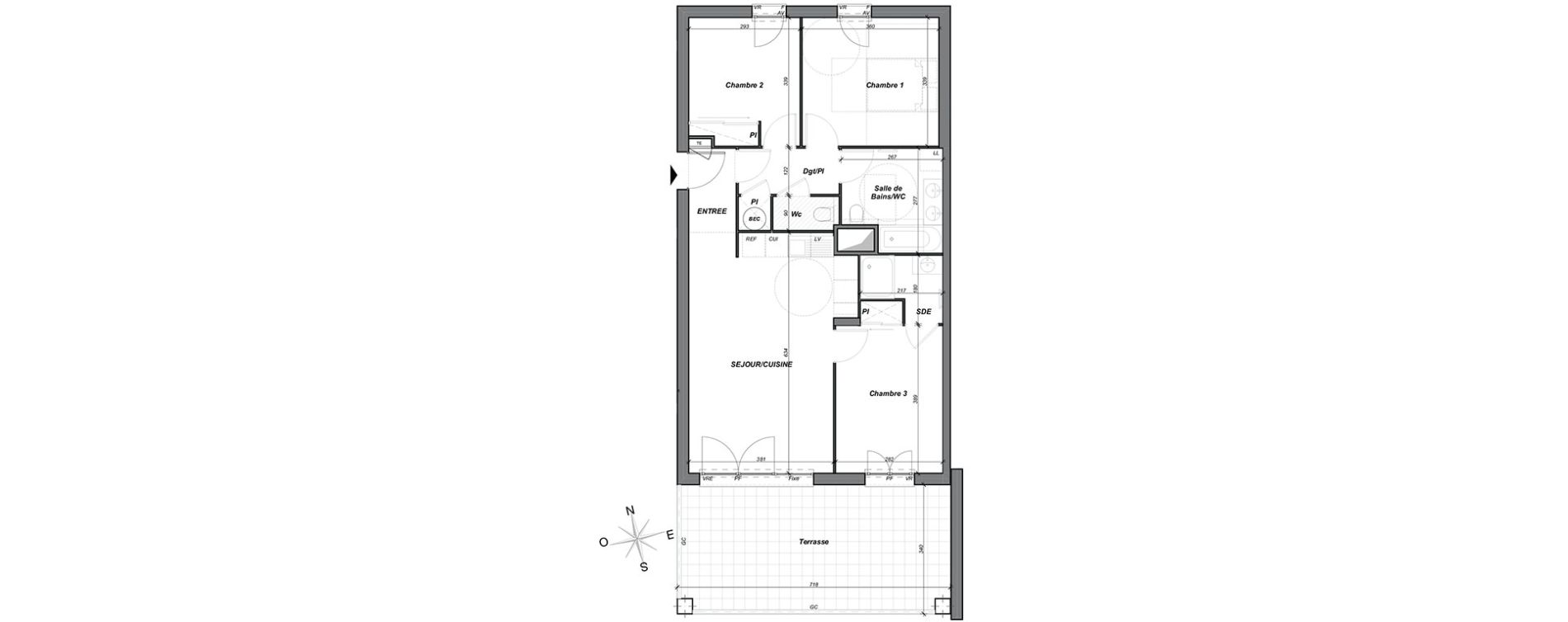 Appartement T4 de 76,75 m2 &agrave; Hy&egrave;res Centre
