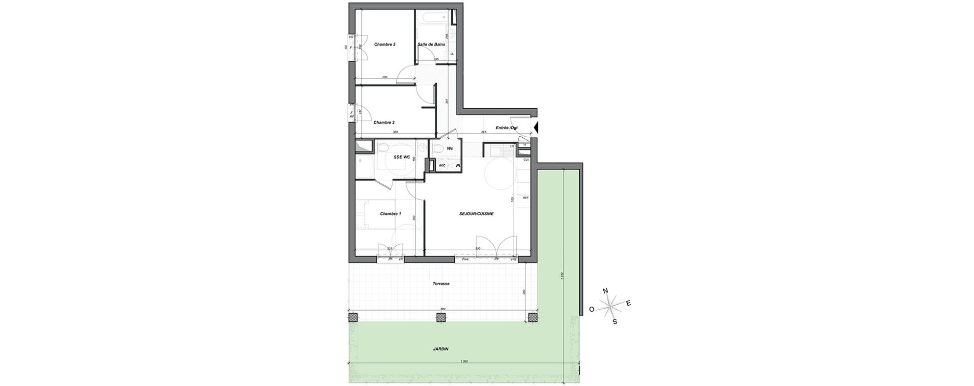 Appartement T4 de 76,60 m2 &agrave; Hy&egrave;res Centre