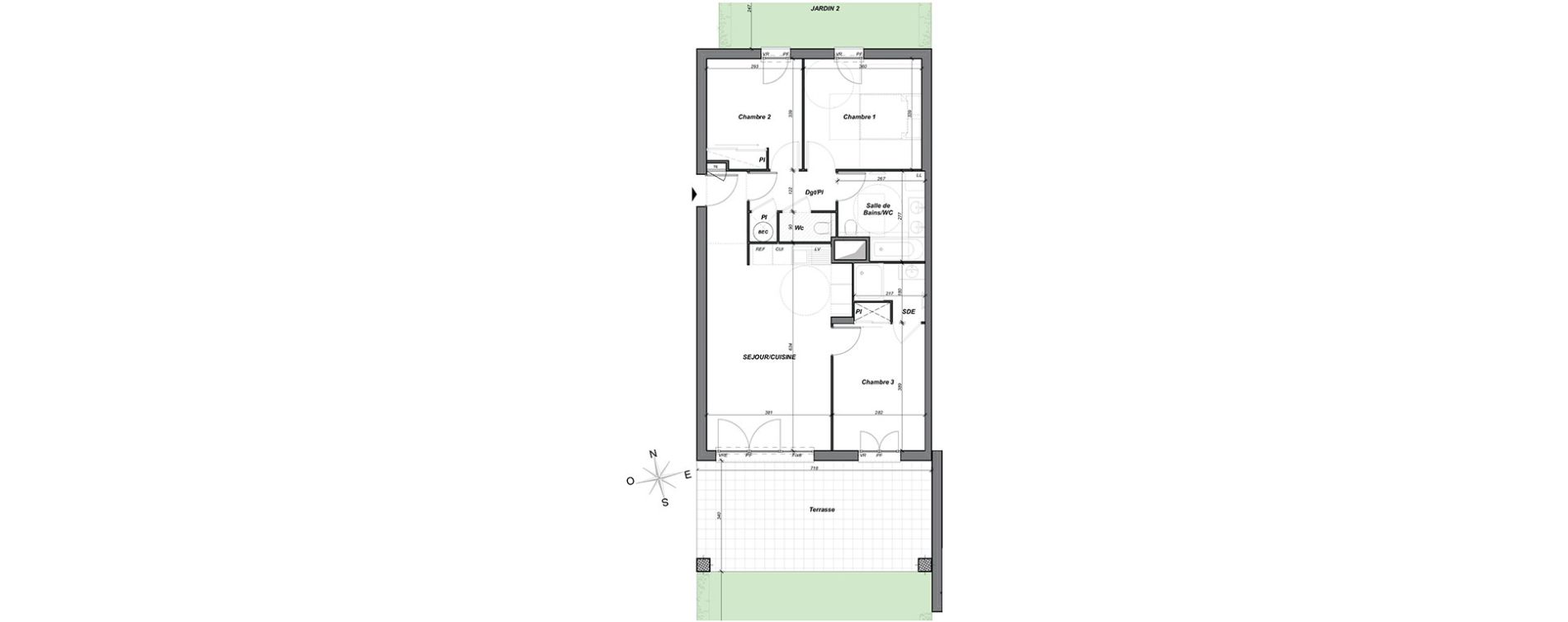 Appartement T4 de 76,75 m2 &agrave; Hy&egrave;res Centre