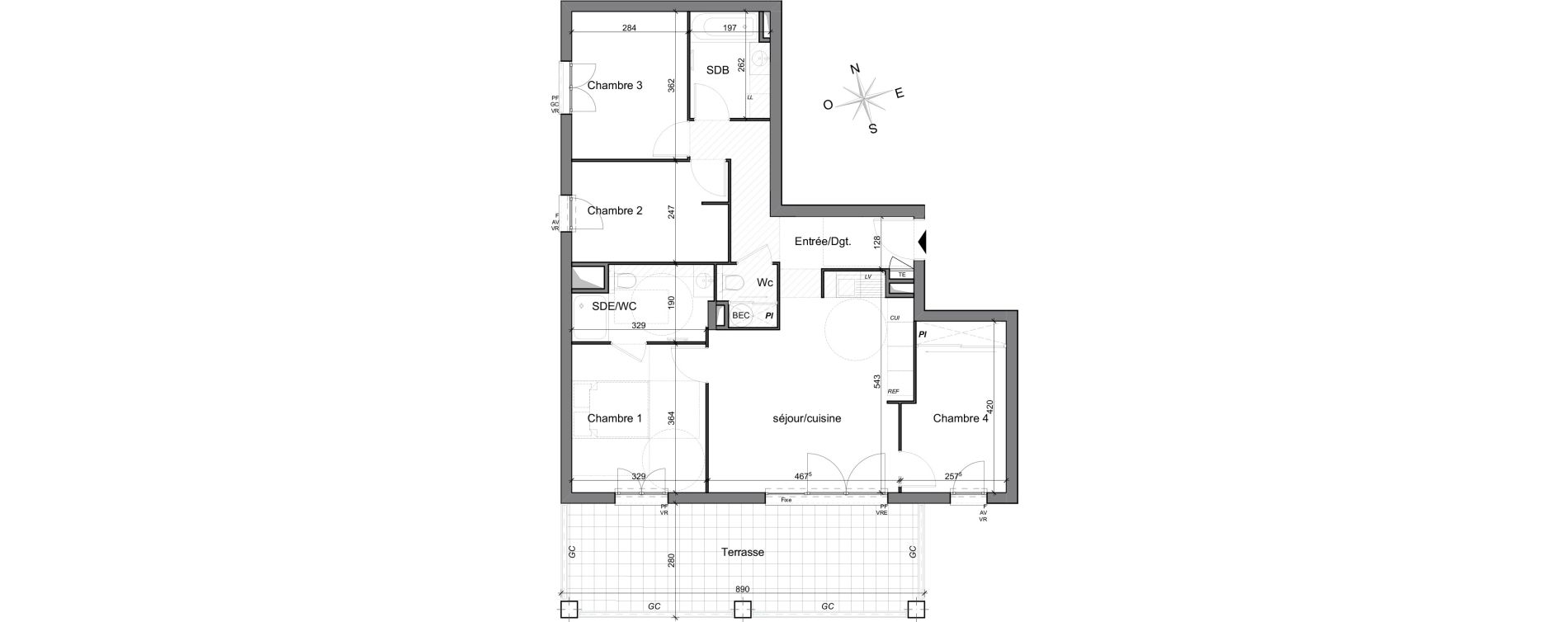 Appartement T5 de 87,20 m2 &agrave; Hy&egrave;res Centre