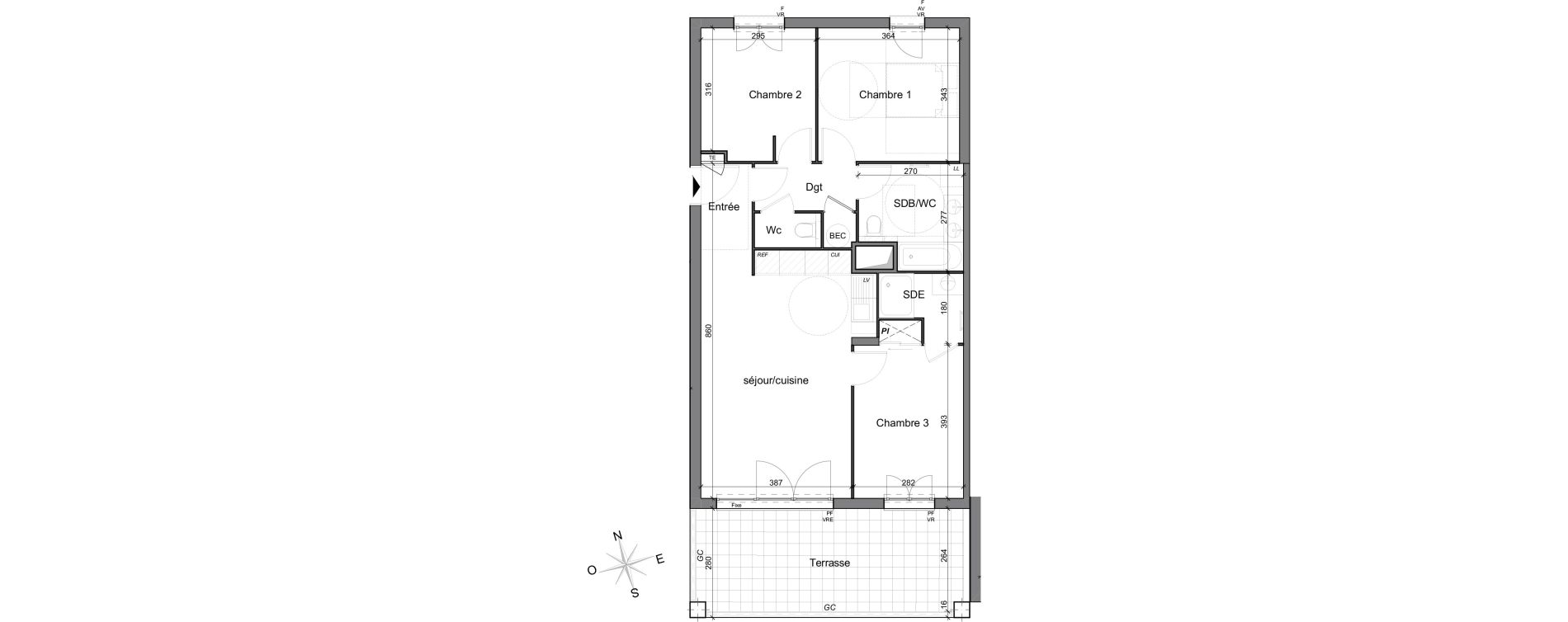 Appartement T4 de 78,25 m2 &agrave; Hy&egrave;res Centre