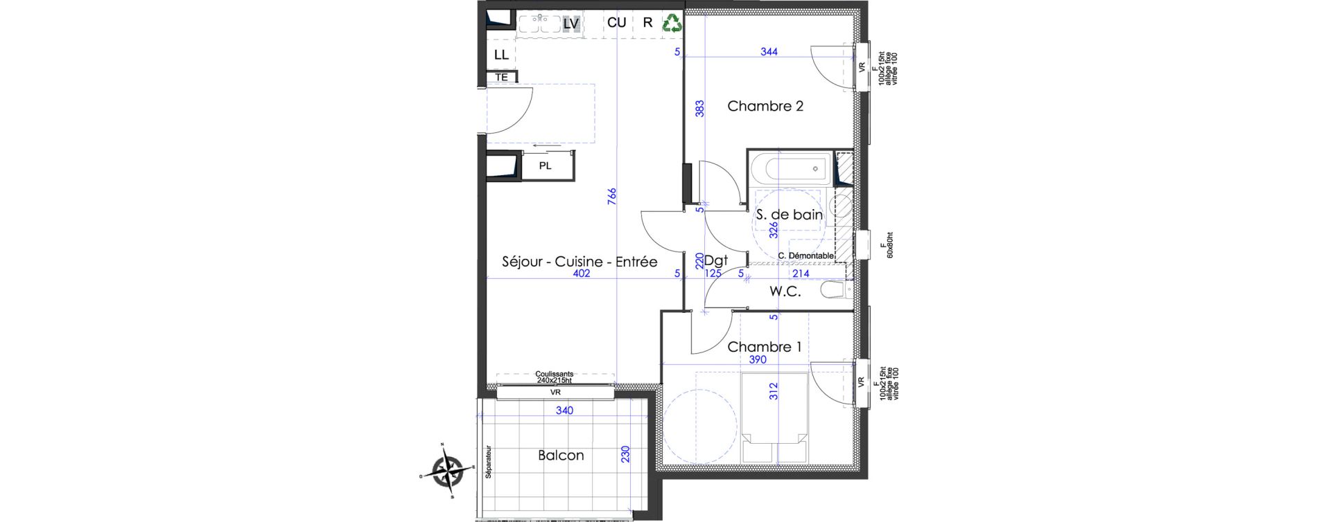 Appartement T3 de 61,25 m2 &agrave; Hy&egrave;res Centre