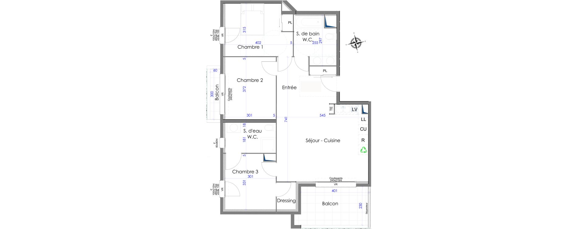 Appartement T4 de 80,55 m2 &agrave; Hy&egrave;res Centre