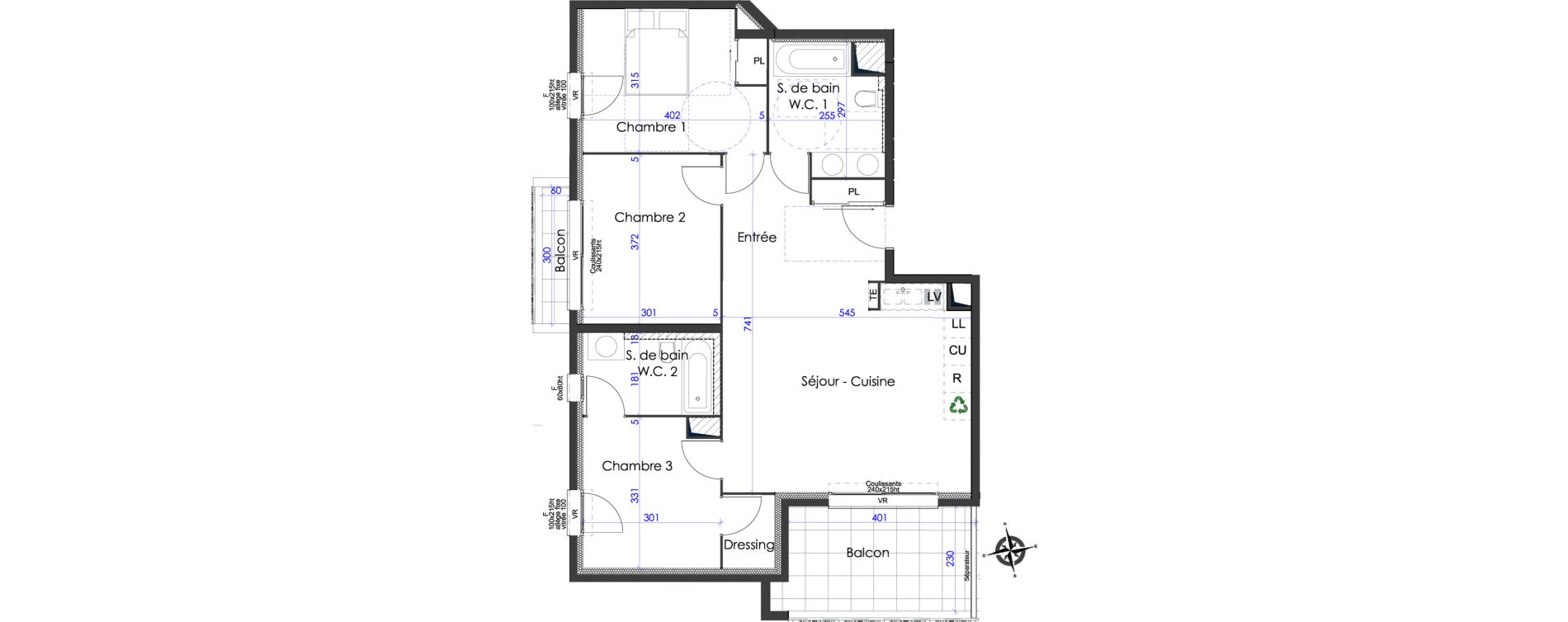 Appartement T4 de 80,55 m2 &agrave; Hy&egrave;res Centre