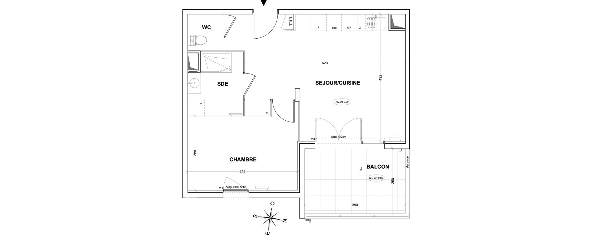 Appartement T2 de 47,81 m2 &agrave; Hy&egrave;res Olbius riquier - nartettes