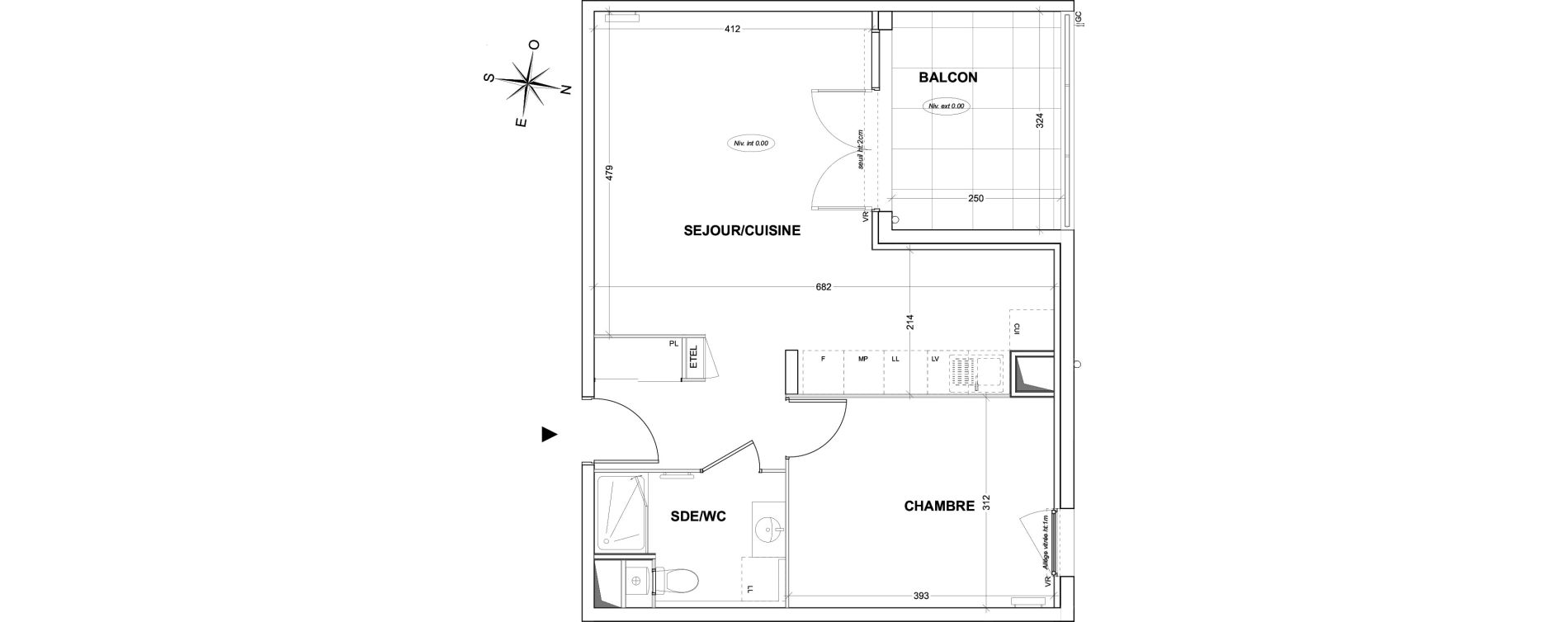 Appartement T2 de 48,73 m2 &agrave; Hy&egrave;res Olbius riquier - nartettes