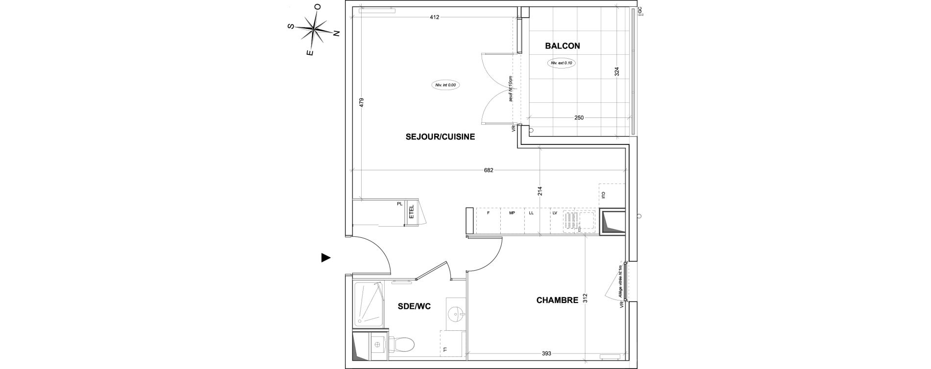 Appartement T2 de 48,73 m2 &agrave; Hy&egrave;res Olbius riquier - nartettes
