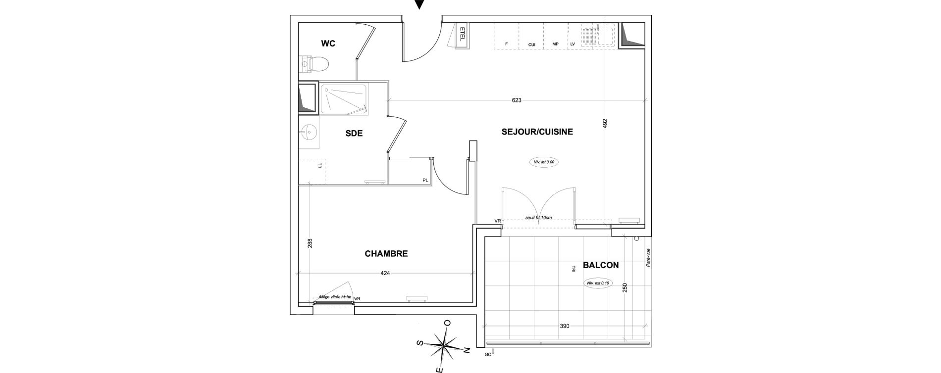Appartement T2 de 47,81 m2 &agrave; Hy&egrave;res Olbius riquier - nartettes