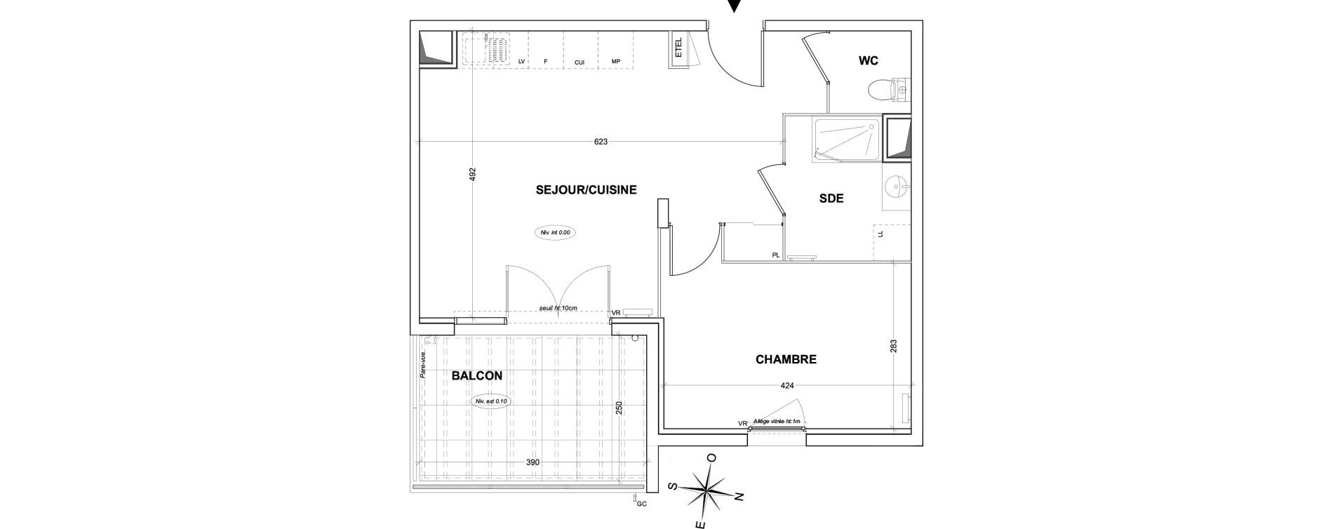 Appartement T2 de 47,80 m2 &agrave; Hy&egrave;res Olbius riquier - nartettes