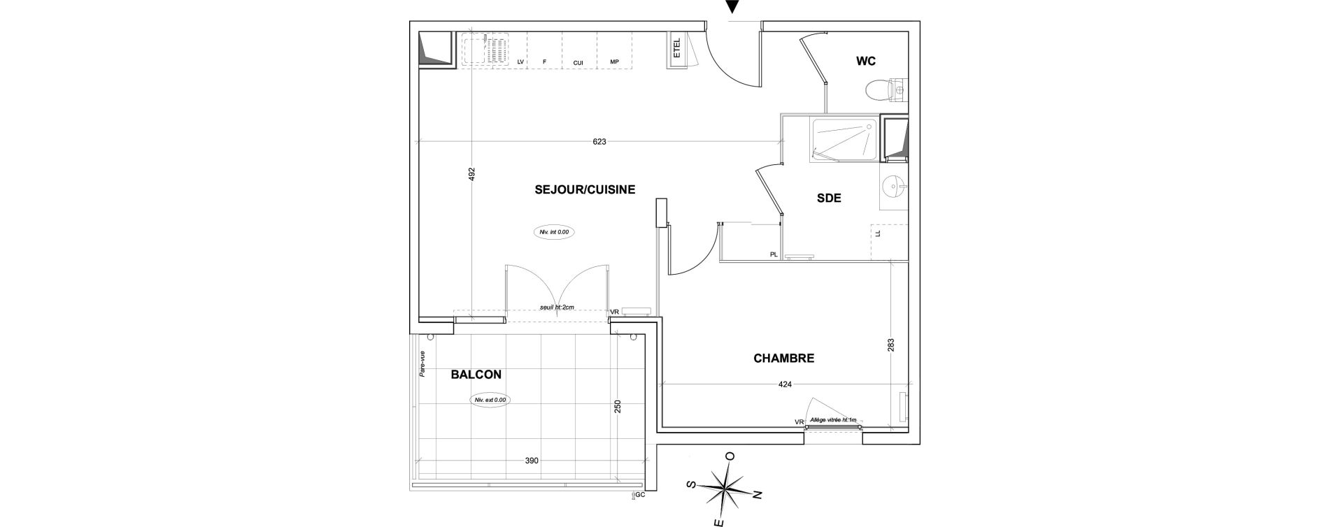 Appartement T2 de 47,80 m2 &agrave; Hy&egrave;res Olbius riquier - nartettes