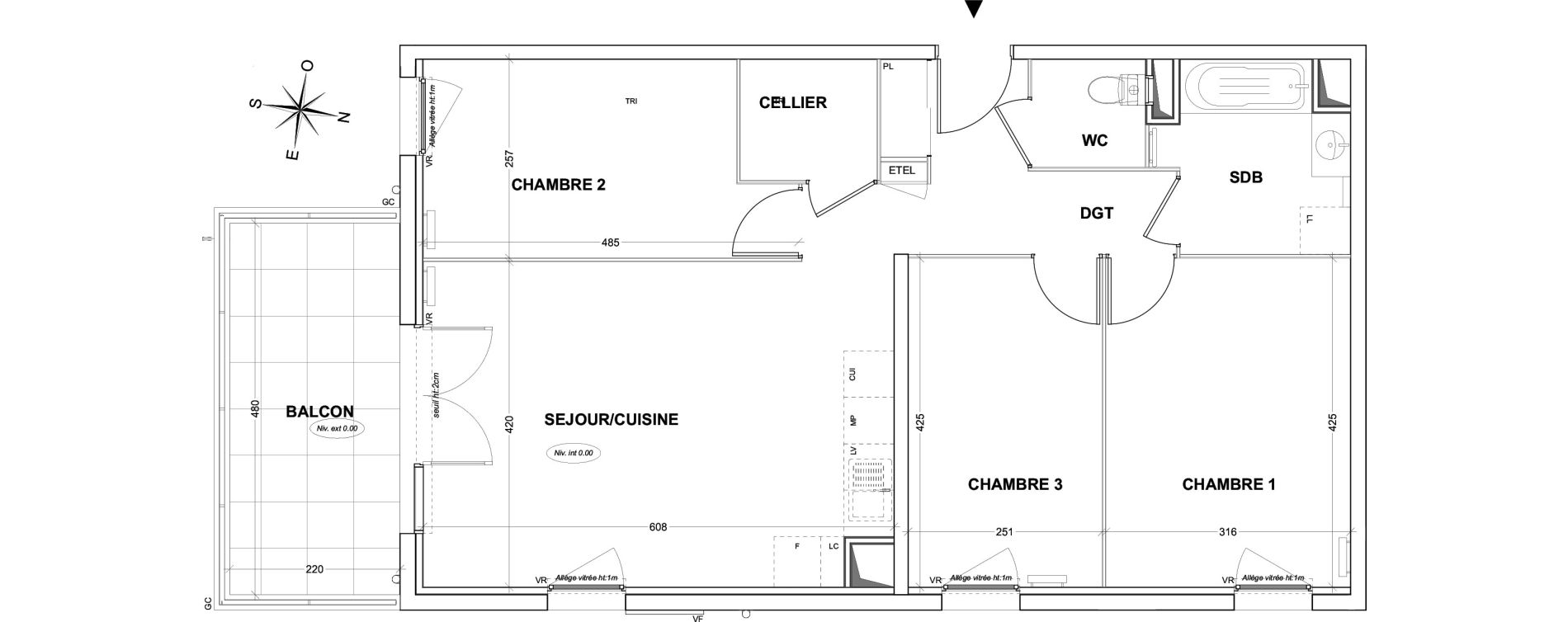 Appartement T4 de 78,28 m2 &agrave; Hy&egrave;res Olbius riquier - nartettes