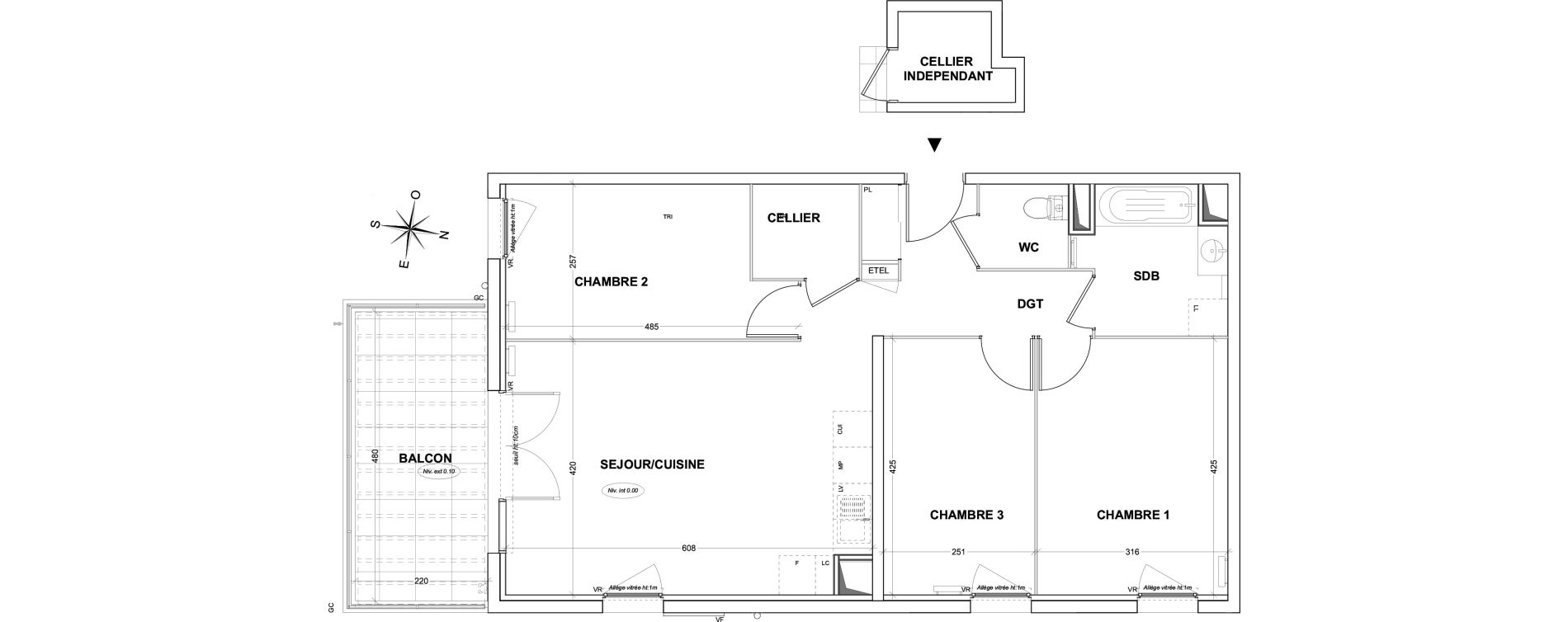 Appartement T4 de 80,85 m2 &agrave; Hy&egrave;res Olbius riquier - nartettes