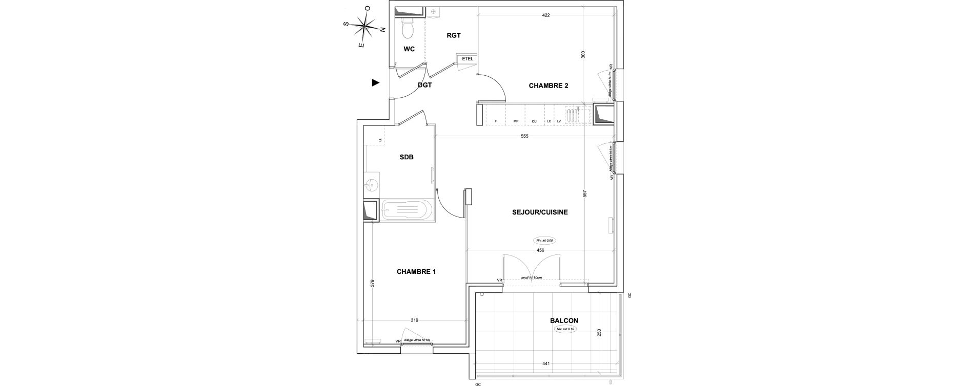 Appartement T3 de 67,10 m2 &agrave; Hy&egrave;res Olbius riquier - nartettes
