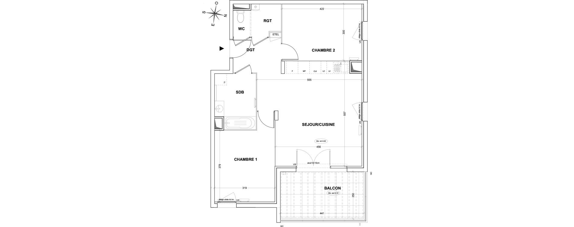 Appartement T3 de 67,10 m2 &agrave; Hy&egrave;res Olbius riquier - nartettes