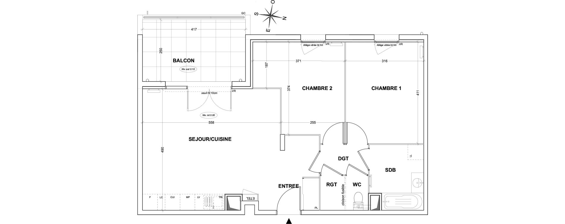Appartement T3 de 66,70 m2 &agrave; Hy&egrave;res Olbius riquier - nartettes