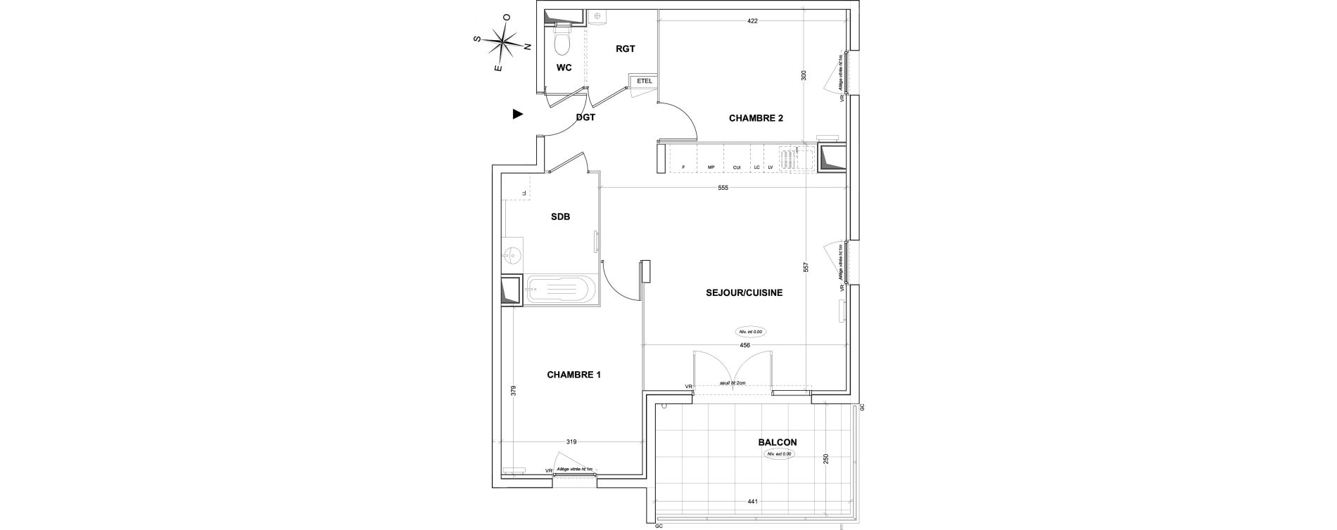 Appartement T3 de 67,06 m2 &agrave; Hy&egrave;res Olbius riquier - nartettes