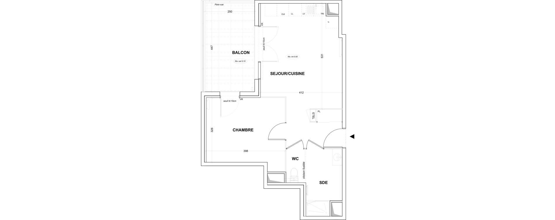 Appartement T2 de 46,48 m2 &agrave; Hy&egrave;res Olbius riquier - nartettes