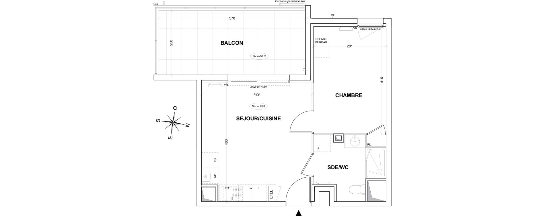 Appartement T2 de 36,59 m2 &agrave; Hy&egrave;res Olbius riquier - nartettes