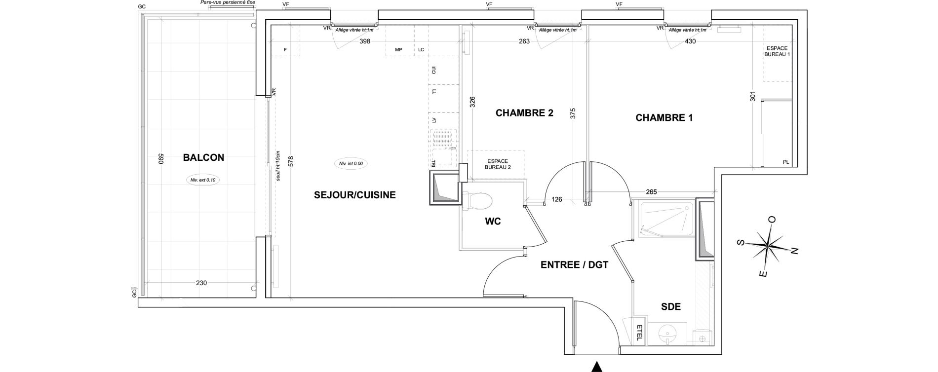 Appartement T3 de 59,75 m2 &agrave; Hy&egrave;res Olbius riquier - nartettes