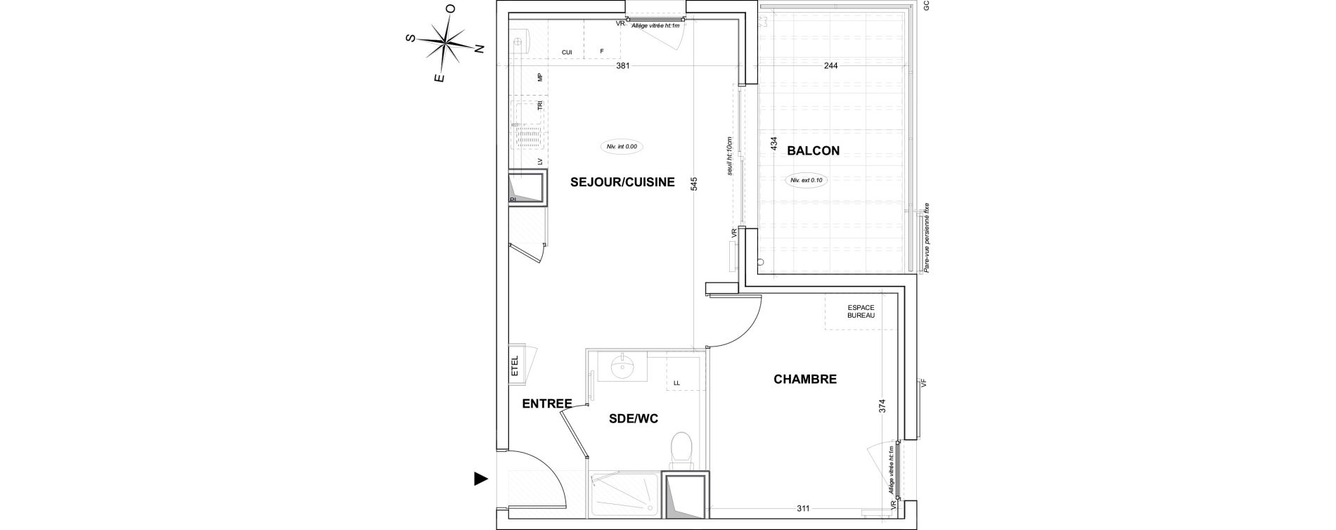 Appartement T2 de 39,57 m2 &agrave; Hy&egrave;res Olbius riquier - nartettes