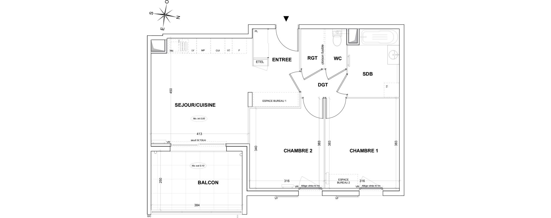 Appartement T3 de 59,64 m2 &agrave; Hy&egrave;res Olbius riquier - nartettes