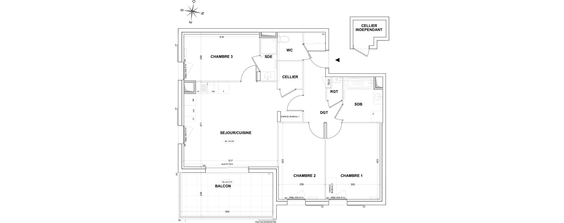 Appartement T4 de 82,40 m2 &agrave; Hy&egrave;res Olbius riquier - nartettes