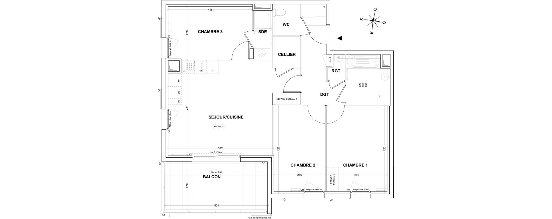 Appartement T4 de 80,12 m2 &agrave; Hy&egrave;res Olbius riquier - nartettes