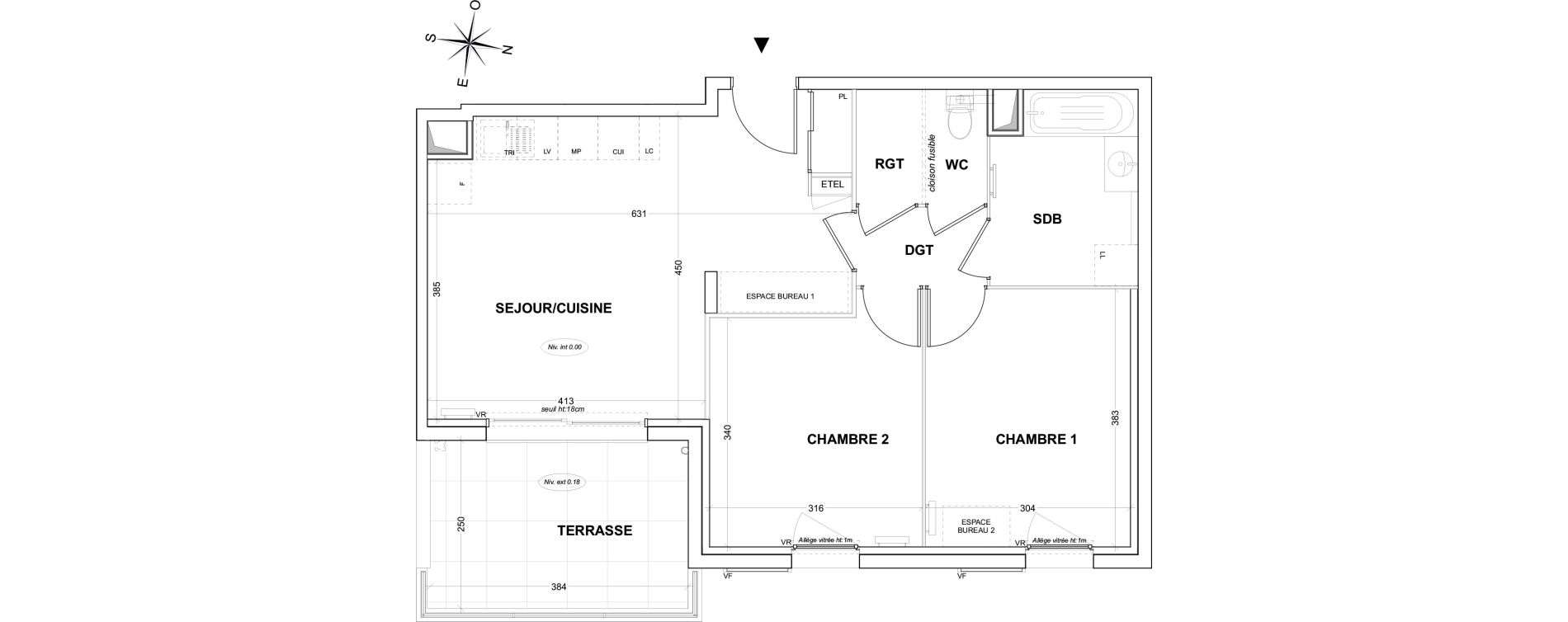 Appartement T3 de 59,81 m2 &agrave; Hy&egrave;res Olbius riquier - nartettes