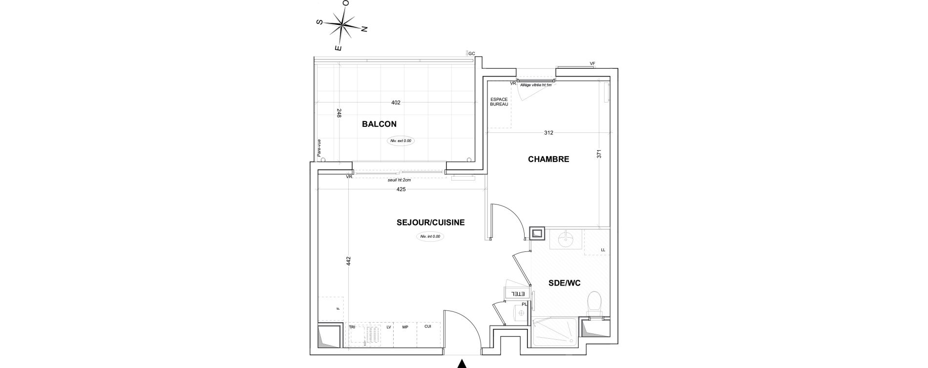 Appartement T2 de 37,82 m2 &agrave; Hy&egrave;res Olbius riquier - nartettes