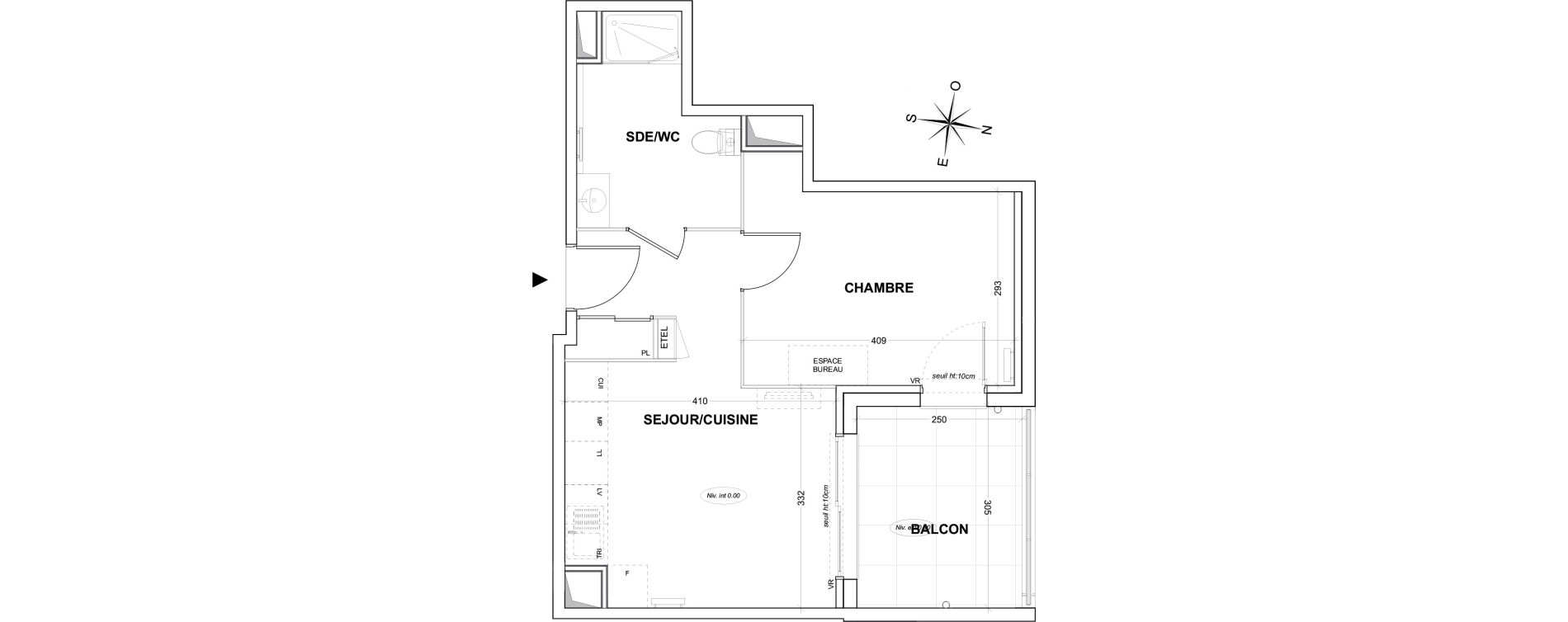 Appartement T2 de 37,85 m2 &agrave; Hy&egrave;res Olbius riquier - nartettes