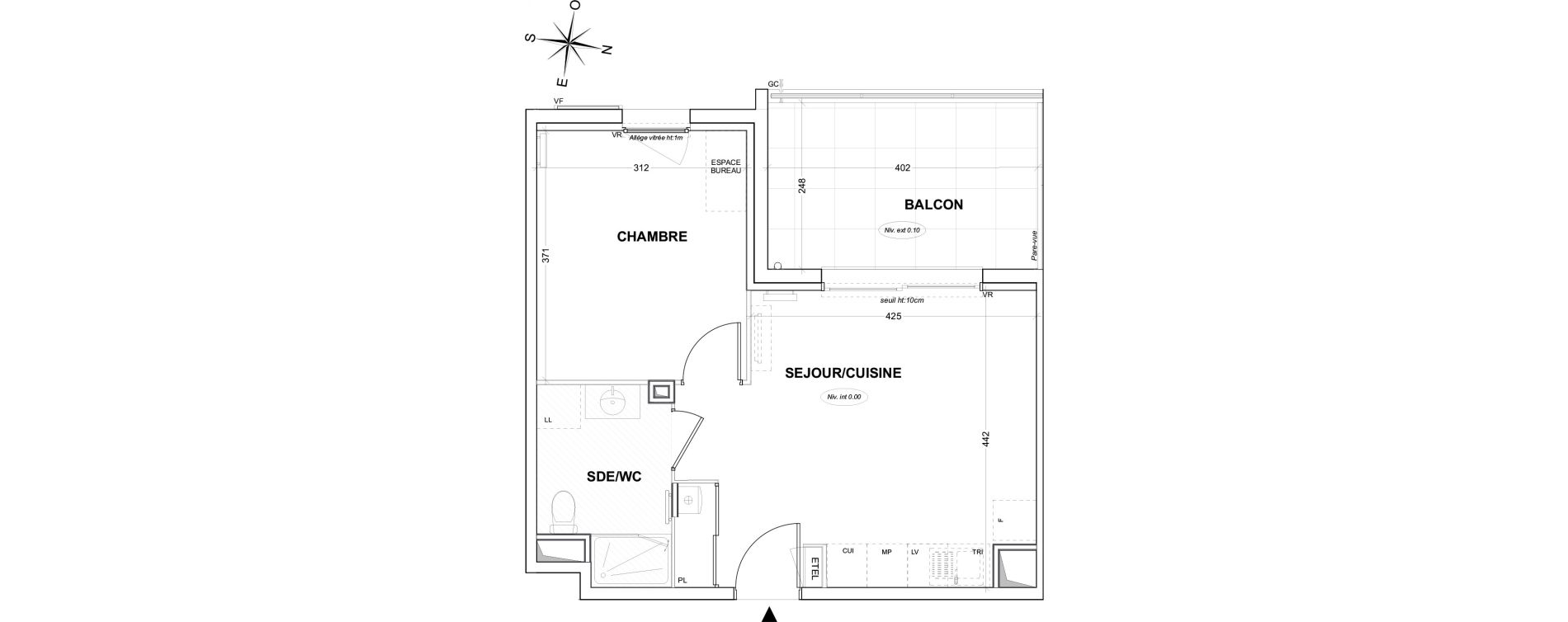 Appartement T2 de 38,42 m2 &agrave; Hy&egrave;res Olbius riquier - nartettes