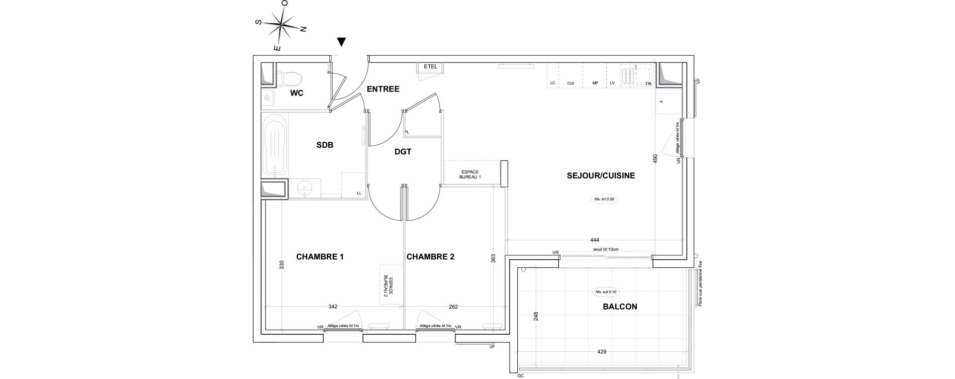Appartement T3 de 61,23 m2 &agrave; Hy&egrave;res Olbius riquier - nartettes