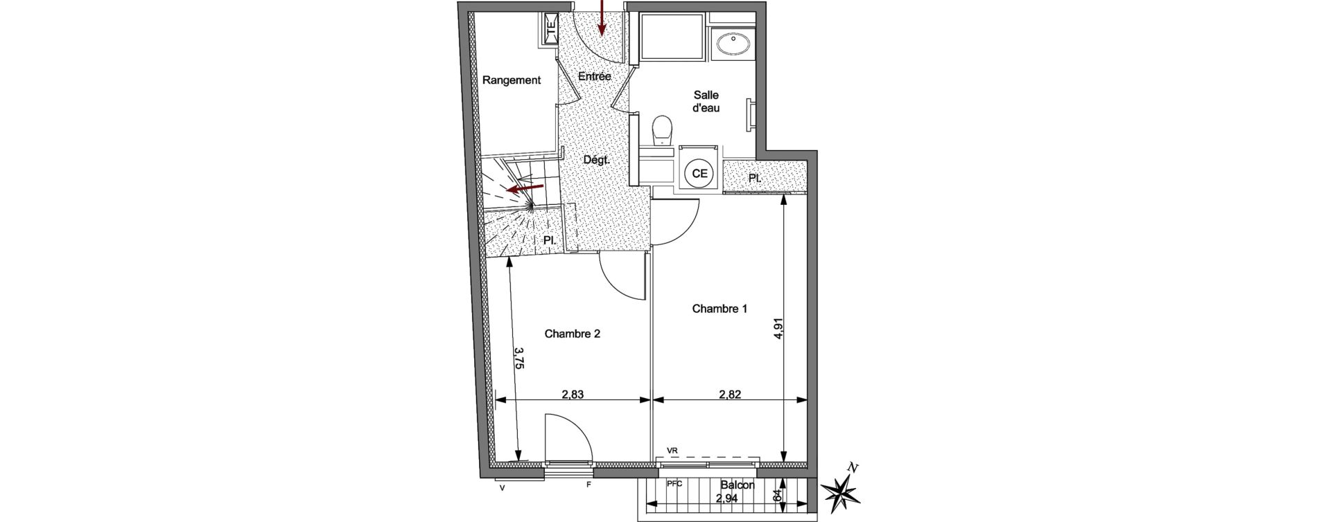 Appartement T4 de 77,02 m2 &agrave; Hy&egrave;res Centre