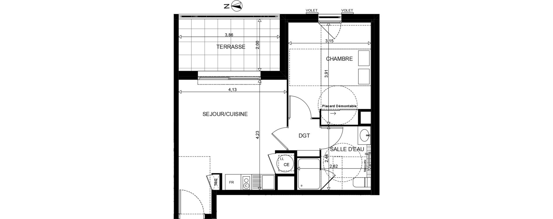 Appartement T2 de 37,44 m2 &agrave; La Crau Centre