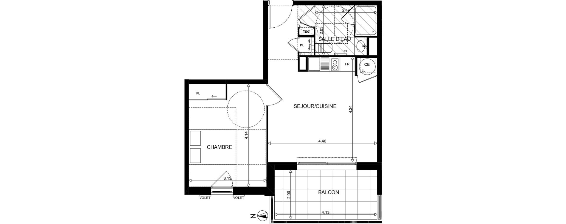 Appartement T2 de 39,61 m2 &agrave; La Crau Centre