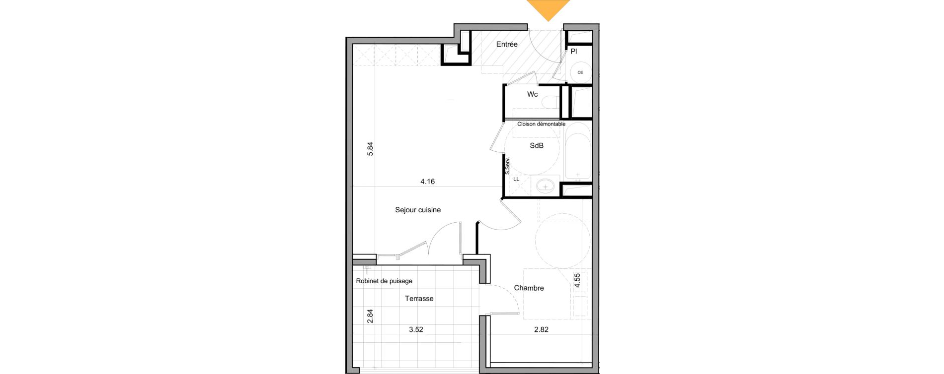 Appartement T2 de 45,86 m2 &agrave; La Crau Centre