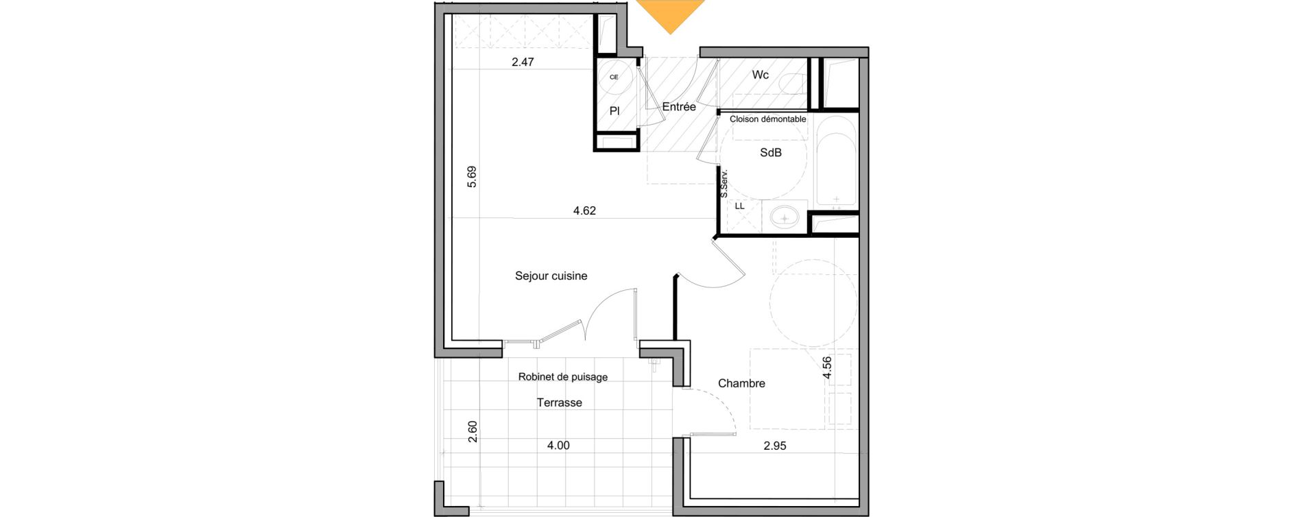 Appartement T2 de 42,93 m2 &agrave; La Crau Centre
