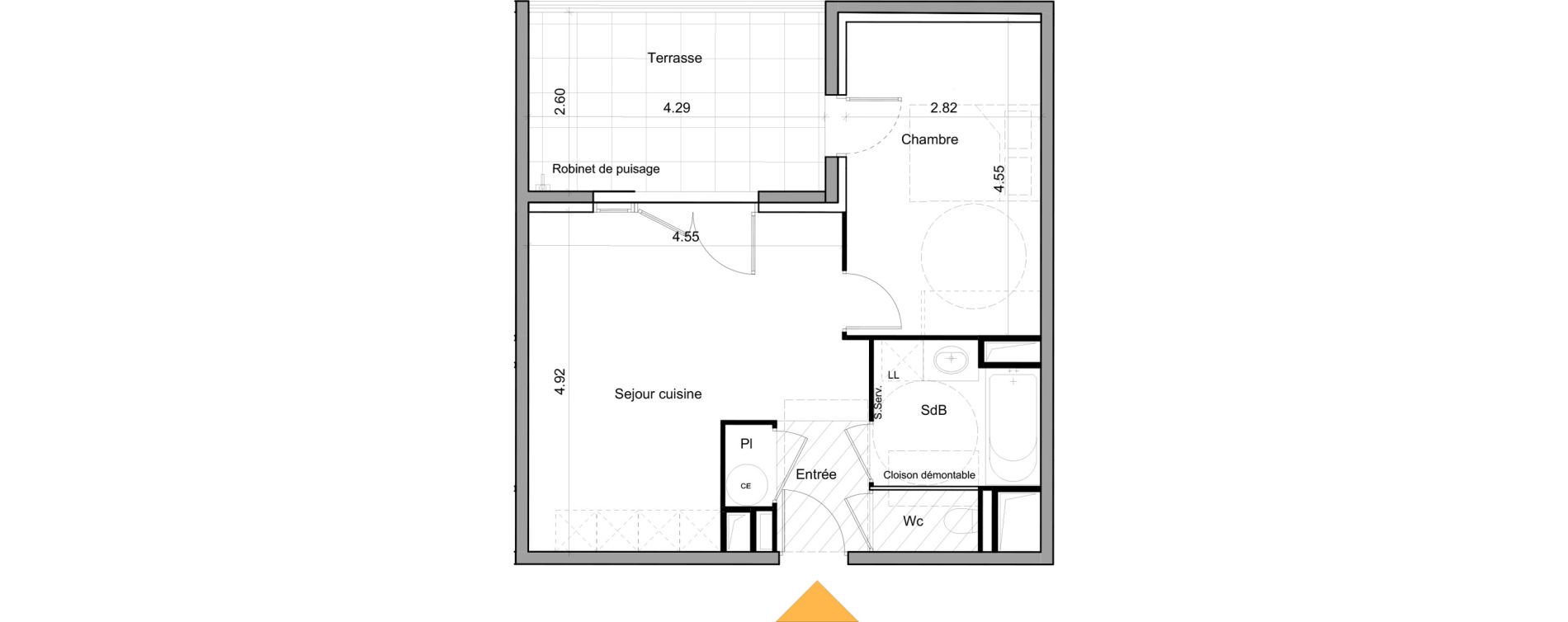 Appartement T2 de 41,93 m2 &agrave; La Crau Centre