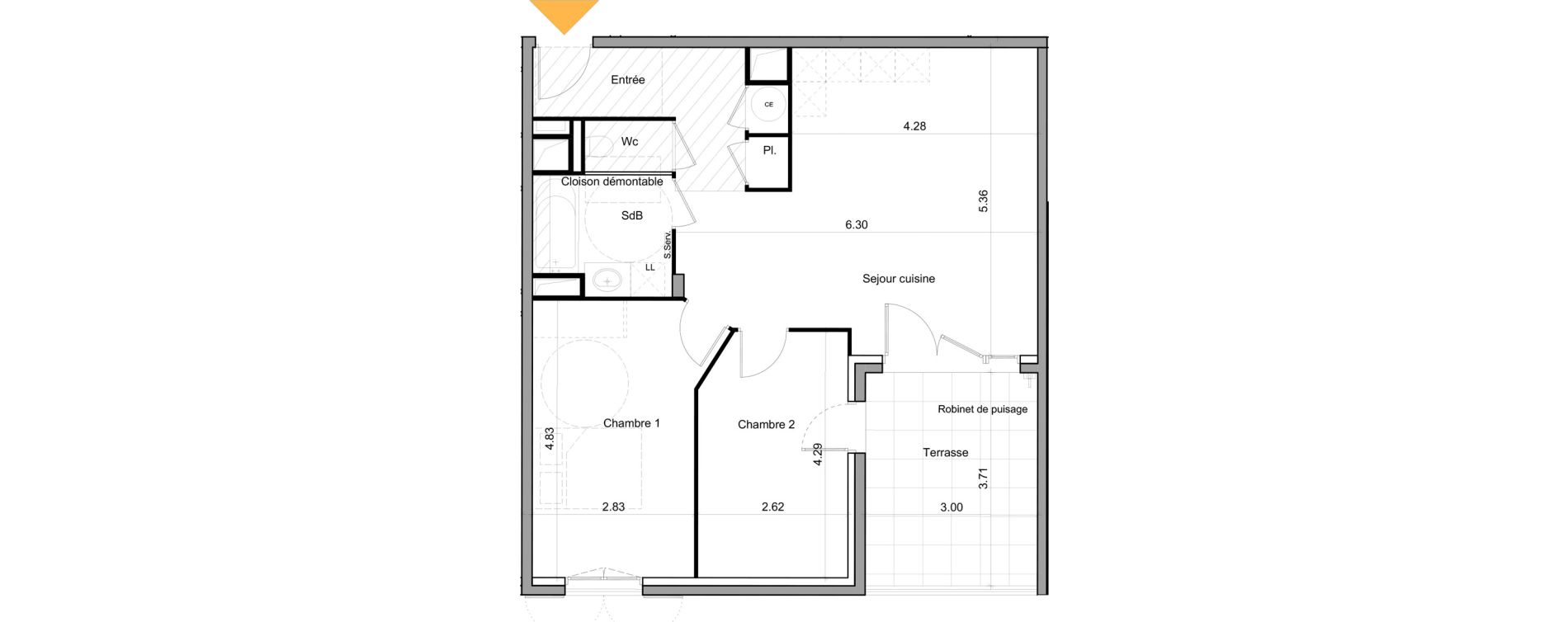 Appartement T3 de 65,32 m2 &agrave; La Crau Centre