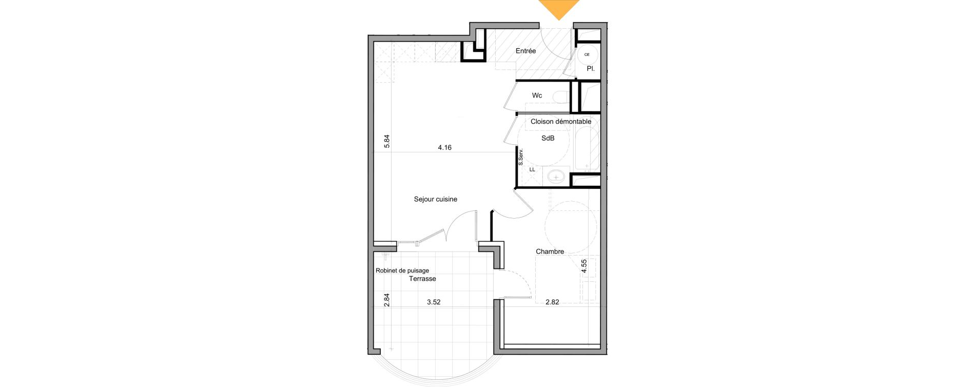 Appartement T2 de 45,94 m2 &agrave; La Crau Centre