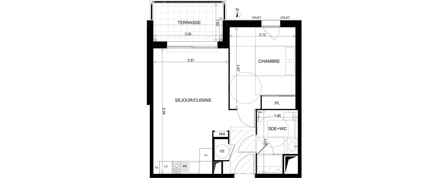 Appartement T2 de 41,62 m2 &agrave; La Crau La moutonne