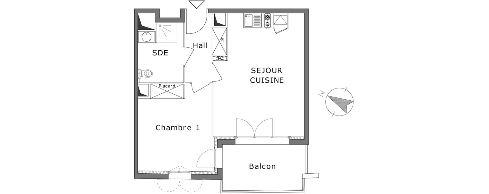 Appartement T2 de 42,72 m2 &agrave; La Crau Centre