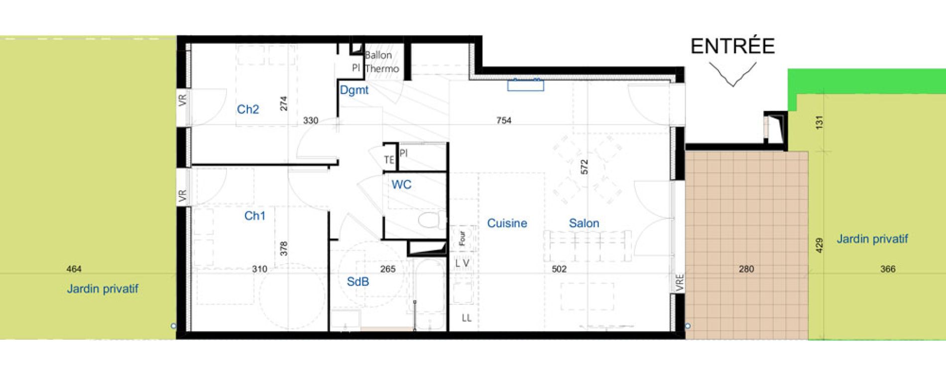 Appartement T3 de 64,80 m2 &agrave; La Farl&egrave;de Centre